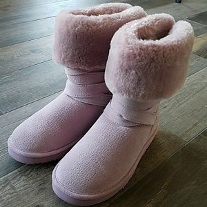 Pink Lam Slipper Boots